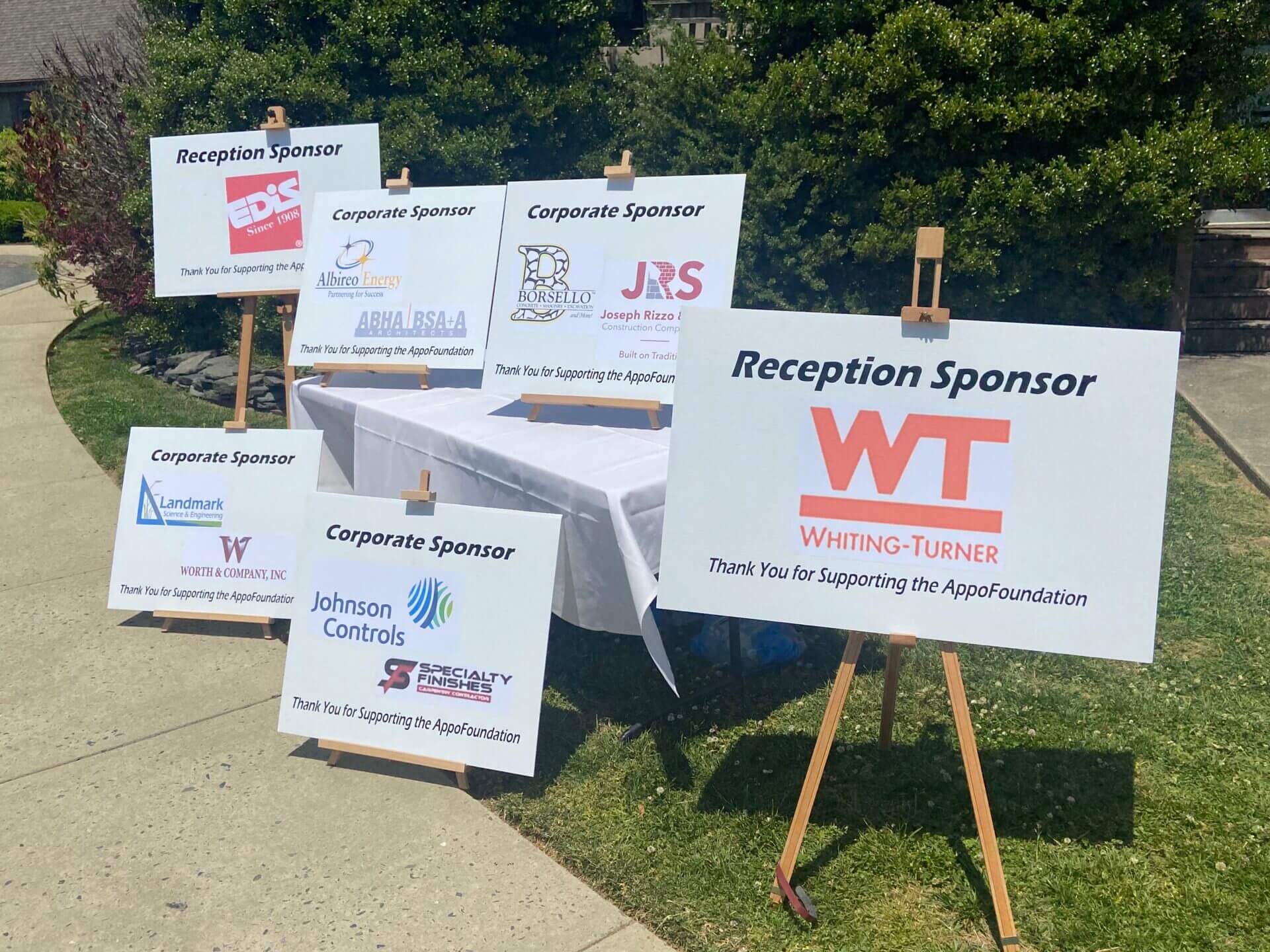 A bunch of boards of reception sponsor whiting turner